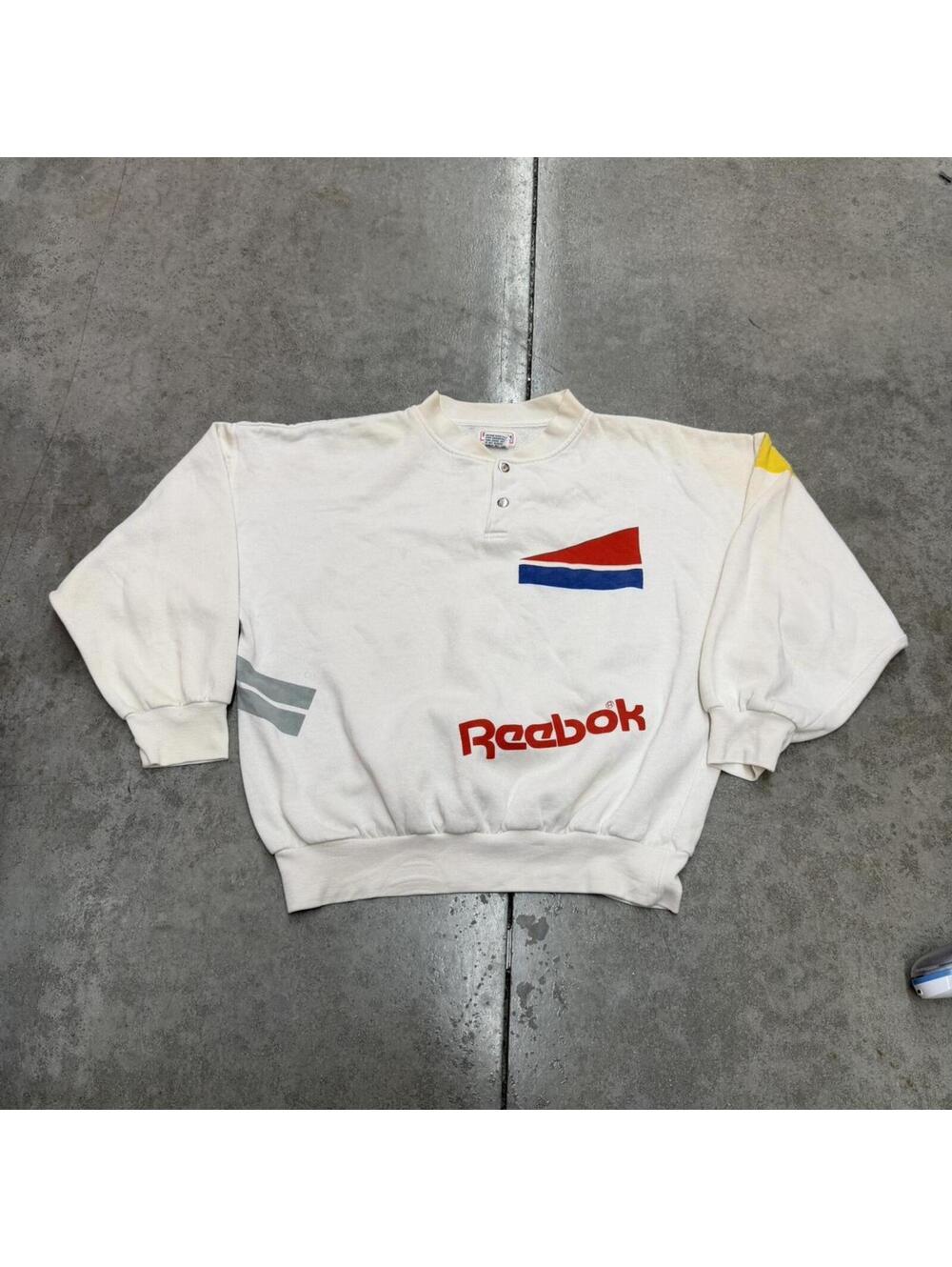 vintage reebok white british flag big logo crewneck size medium